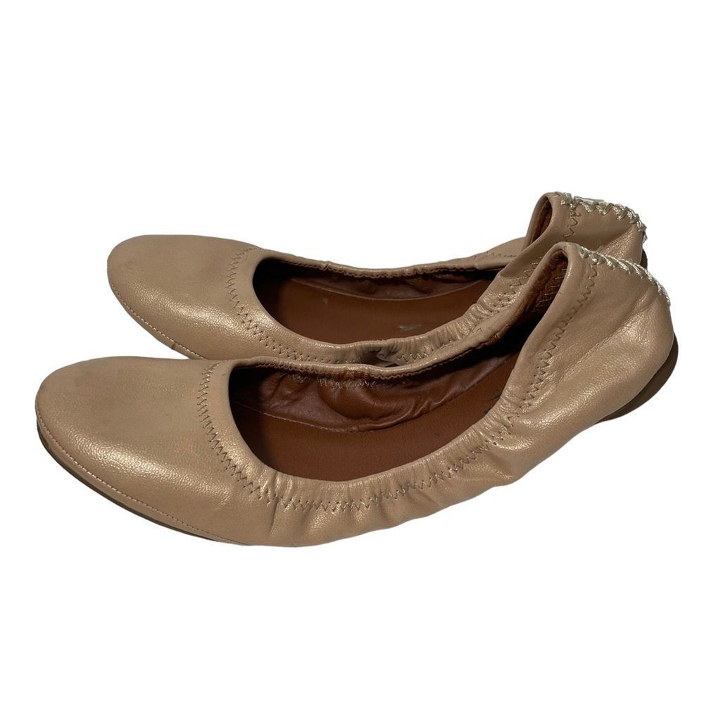 Lucky Brand Tan Leather Round Toe Ballet Flats
